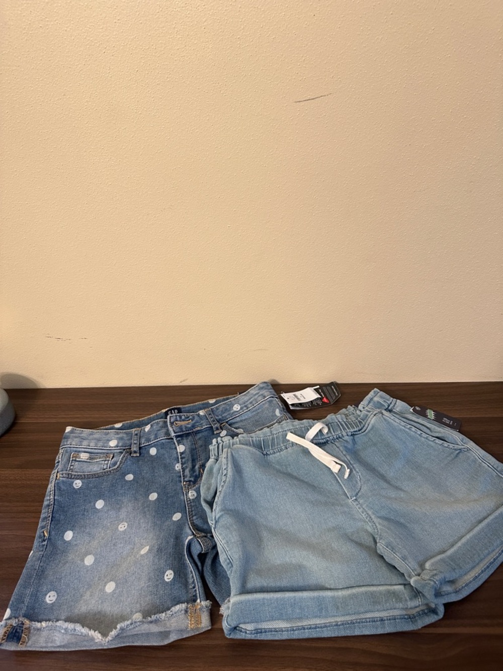 GAP Light Blue Denim Girls Shorts - Polka Dot & Washed 2pc lot size L and 14 NWT